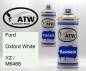 Preview: Ford, Oxford White, YZ / M6466: 400ml Sprühdose + 400ml Klarlack - Set, von ATW Autoteile West.